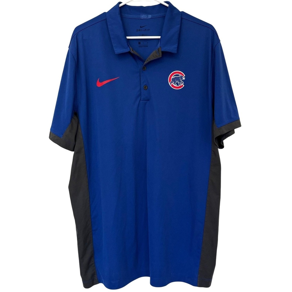 Nike Chicago Cubs Dri-Fit Polo Shirt Blue/Black Men's Size XL‎ MLB Genuine New